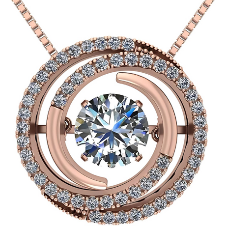 Central Diamond Center Circle Swirl Dancing Gemstone Dangle Earrings or Necklace in Sterling Silver w/Pure Brilliance Zirconia