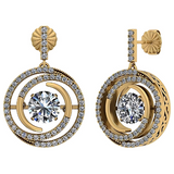 Central Diamond Center Circle Swirl Dancing Gemstone Dangle Earrings or Necklace in Sterling Silver w/Pure Brilliance Zirconia