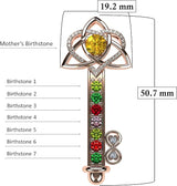 Key to Infinity Love Mother & Child Necklace w/ 1-7 Birthstones in Silver, 10K, or 14K Gold