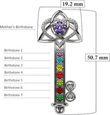 Key to Infinity Love Mother & Child Necklace w/ 1-7 Birthstones in Silver, 10K, or 14K Gold