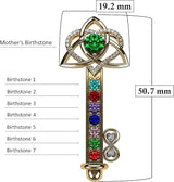 Key to Infinity Love Mother & Child Necklace w/ 1-7 Birthstones in Silver, 10K, or 14K Gold