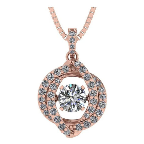 Central Diamond Center Swirl Dancing Gemstone Necklace for Women in Solid 925 Sterling Silver w/Pure Brilliance Zirconia CZ