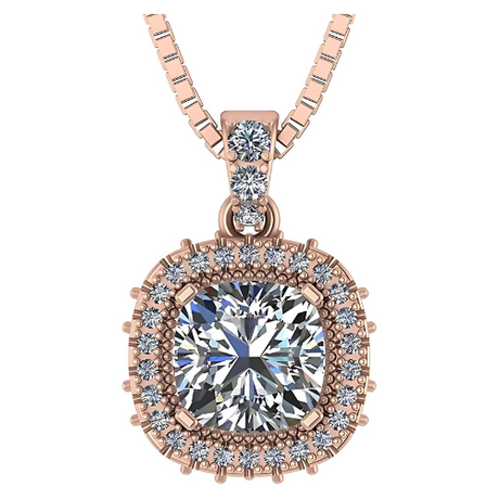 NANA Jewels Cushion Cut Halo CZ Simulated Diamond Solitaire Necklace Sterling Silver 8mm Zirconia Center Gemstone