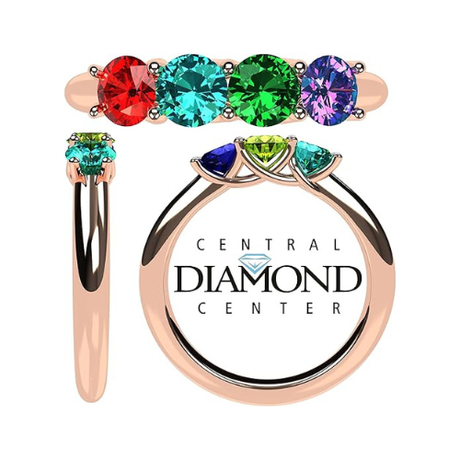 Central Diamond Center Lucita Mothers Rings w/ 1 to 6 Simulated Birthstones in Sterling Silver, 10K or 14K Gold