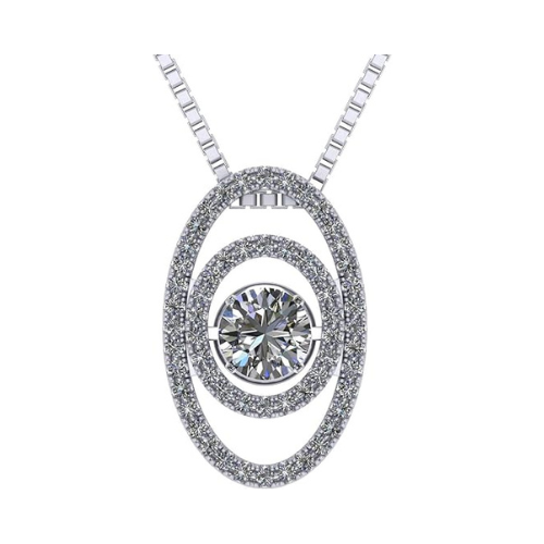 Double Square Dancing Gemstone Necklace for Women in Sterling Silver w/ Pure Brilliance Zirconia