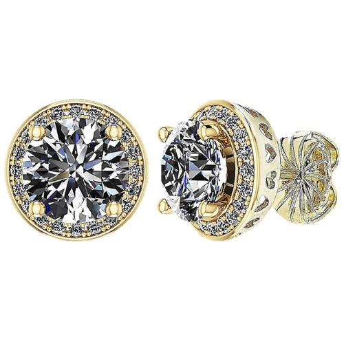 Round Halo Simulated Diamond Stud Earrings, 925 Sterling Silver & Hypoallergenic Post 2.50-3.00ctw CZ