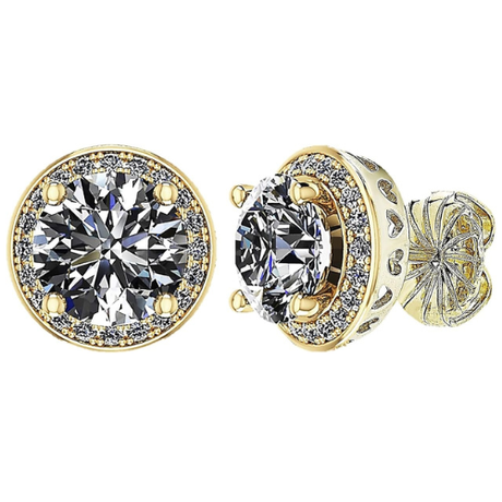 Round Halo Simulated Diamond Stud Earrings, 925 Sterling Silver & Hypoallergenic Post 2.50-3.00ctw CZ