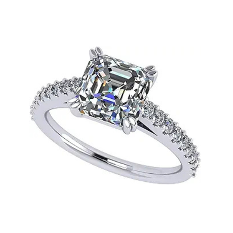 Nana Jewels Asscher Cut Cathedral Solitaire Engagement Ring 7Mm (2Ct) Pure Brilliance Zirconia - Sterling Silver, 10K Or 14K Gold