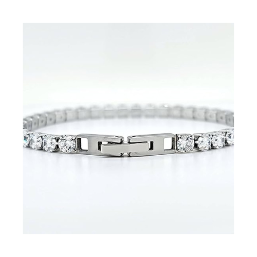 NANA Jewels 5 carat Simulated diamond Tennis Bracelet-Hypoallergenic Platinum plated & 5-AAAAA