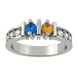 Straight Bar w/ Sides Couples 2 Stone Ring.