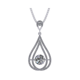 Central Diamond Center Chandelier Dancing Diamond Simulated Necklace for Women in 925 Sterling Silver