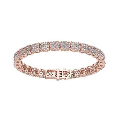 Lab Created CVD Diamond Cluster Tennis Bracelet 4ctw-7 1/2 ctw, 7 or 8" 10kt Gold