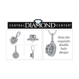 Central Diamond Center Customized & Personalized Birthstone Solitaire Necklace with simulated diamond Halo-925 Sterling Silver