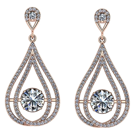 Central Diamond Center Chandelier Dancing Diamond Simulated stone Dangle Earrings for Women in Sterling Silver