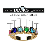Central Diamond Center S-Bar Mothers Ring w/ 1 to 6 Simulated Birthstones in Sterling Silver/10k/14k Gold