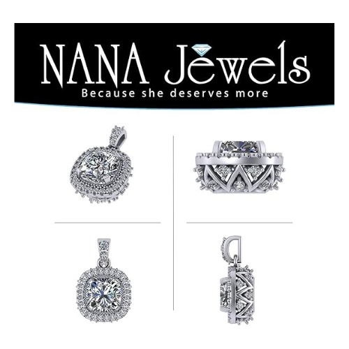 NANA Jewels Cushion Cut Halo CZ Simulated Diamond Solitaire Necklace Sterling Silver 8mm Zirconia Center Gemstone