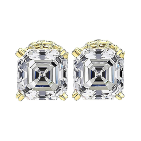 Nana Jewels Sterling Silver Asscher-Cut Pure Brilliance Zirconia Stud Earrings,(0.75 to 4 Cttw) Hypoallergenic