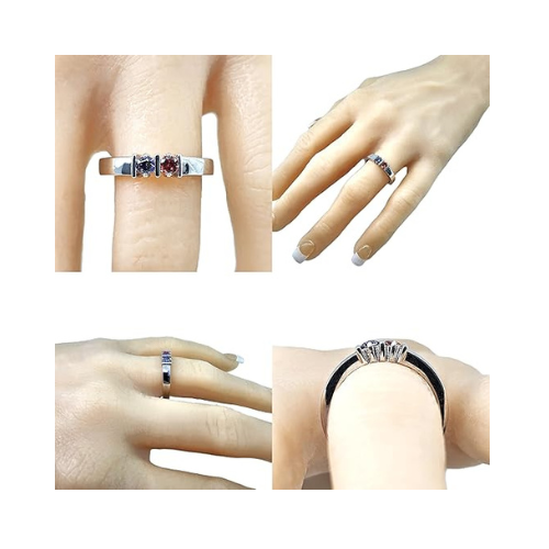 Central Diamond Center Straight Bar Couples 2 Stone Ring w/ Simulated Birthstones in Sterling Silver, 10K or 14K Gold