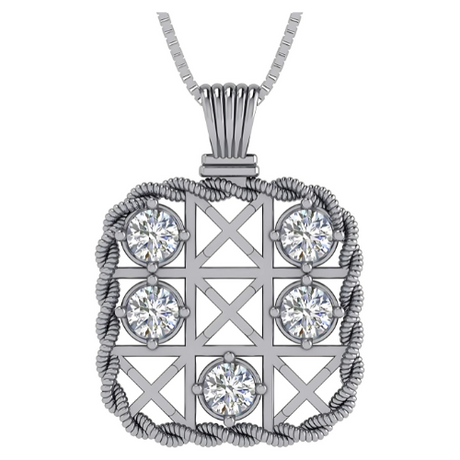 Solid sterling silver tic tac toe necklace with pure brilliance zirconia.