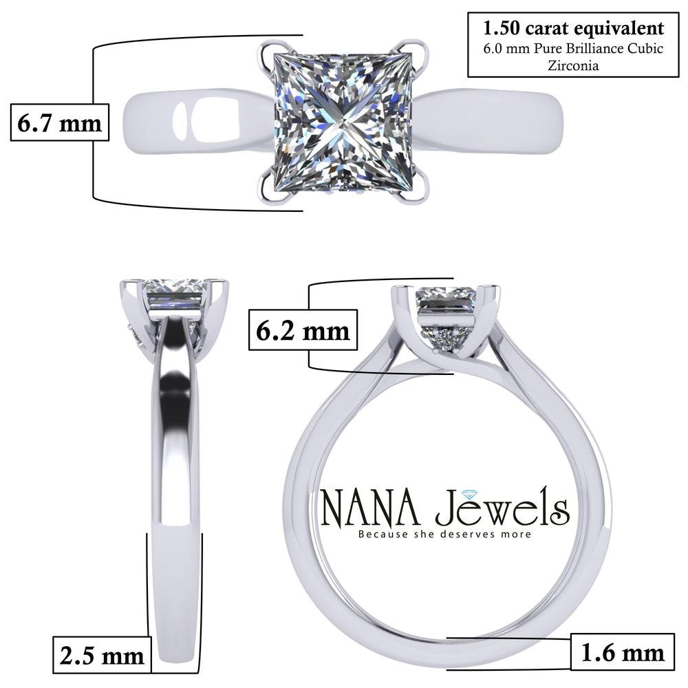 NANA Jewels 1.00-4.00ct Lucita Cushion & Princess Cut Solitaire Wedding Engagement Ring Series, 10K Gold w/Cubic Zirconia Simulated Diamond(B)