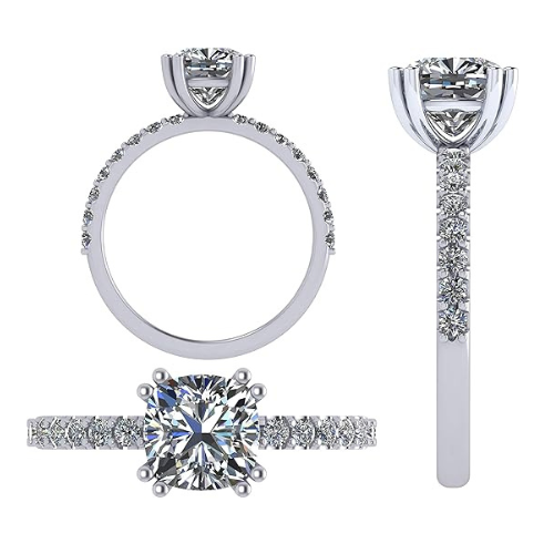 NANA Jewels 1.5-3CT Platinum Plated Sterling Silver Rings CZ Cubic Zirconia Cushion Cut Engagement Rings | 10K 14K Solid Gold