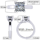 NANA Jewels 1 to4ct Simulated Diamond Engagement ring Princess Solitaire Lucita Cz & Silver