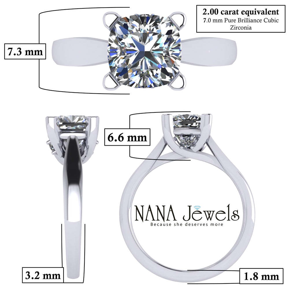NANA Jewels 1.00-4.00ct Lucita Cushion & Princess Cut Solitaire Wedding Engagement Ring Series, 10K Gold w/Cubic Zirconia Simulated Diamond(B)