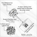 Simulated Diamond Stud Earrings Round Sterling Silver Hypoallergenic 0.30-8.00cttw