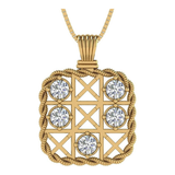 Central Diamond Center Solid Sterling Silver Tic Tac Toe Necklace made with Pure Brilliance Zirconia