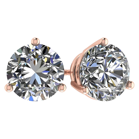 NANA Jewels Round Martini style Simulated Diamond Stud Earrings Silver & CZ 1.50ct-4.00ct Hypoallergenic
