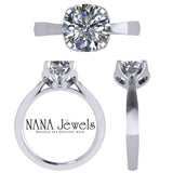 NANA Jewels 2.00ct-3.00ct Simulated Diamond Zirconia Engagement Ring Round Cut Heart & Soul Solitaire Sterling Silver