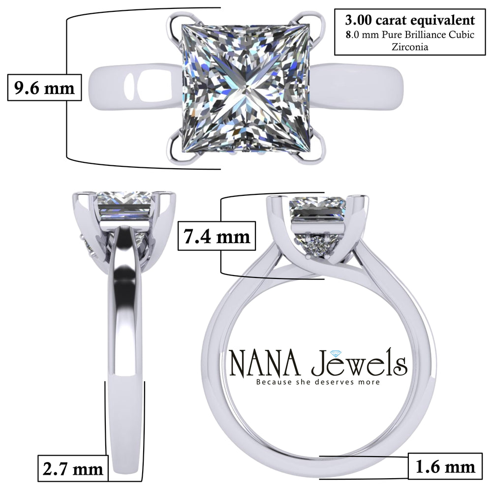 NANA Jewels 1.00-4.00ct Lucita Cushion & Princess Cut Solitaire Wedding Engagement Ring Series, 10K Gold w/Cubic Zirconia Simulated Diamond(B)