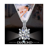 4 Prong Round Solitaire Simulated Diamond Necklace in Solid Sterling Silver with Pure Brilliance Zirconia