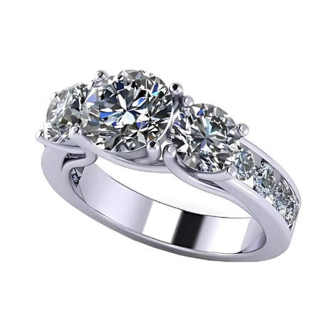 Central Diamond Center 3 Stone Past Present Future Ring your choice Gold-Silver Cz-2.50ctw & 3.50ctw