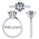 NANA Jewels Matrix Simulated Diamond Engagement Ring Solitaire 1 to 4 carat in Silver 10k & 14k Gold