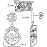Square Halo Dancing Gemstone Matching Earrings & Necklace 925 Sterling Silver & Pure Brilliance Zirconia