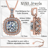 NANA Jewels Cushion Cut Halo CZ Simulated Diamond Solitaire Necklace Sterling Silver 8mm Zirconia Center Gemstone
