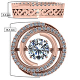 Central Diamond Center Circle Swirl Dancing Gemstone Dangle Earrings or Necklace in Sterling Silver w/Pure Brilliance Zirconia