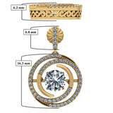Central Diamond Center Circle Swirl Dancing Gemstone Dangle Earrings or Necklace in Sterling Silver w/Pure Brilliance Zirconia