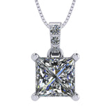 Princess Cut Solitaire Necklace, 4 Prong Sterling Silver w/Pure Brilliance Zirconia, 6.0mm, 7.0mm & 8.0mm
