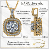 NANA Jewels Cushion Cut Halo CZ Simulated Diamond Solitaire Necklace Sterling Silver 8mm Zirconia Center Gemstone