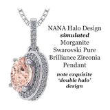 NANA Jewels Round Simulated Morganite Halo Necklace 6.5mm 1.00ct Center Gemstone w/Pure Brilliance Zirconia