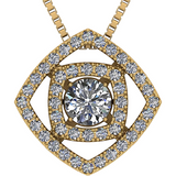 Central Diamond Center Double Square Dancing Gemstone Necklace for Women in Sterling Silver w/Pure Brilliance Zirconia