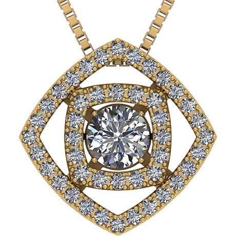 Central Diamond Center Double Square Dancing Gemstone Necklace for Women in Sterling Silver w/Pure Brilliance Zirconia