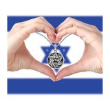 Central Diamond Center Star of David Am Israel Chai-Choice Lion or Shema Israel Preyer Necklace/Pendant