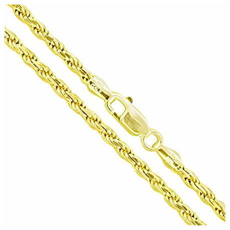 Italian made yellow gold plated loose rope chain.