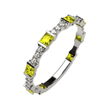 Central Diamond Center Sterling Silver Stackable Birthstone Ring Band w/Princess Cut Simulated Birthstones, Gold Plated