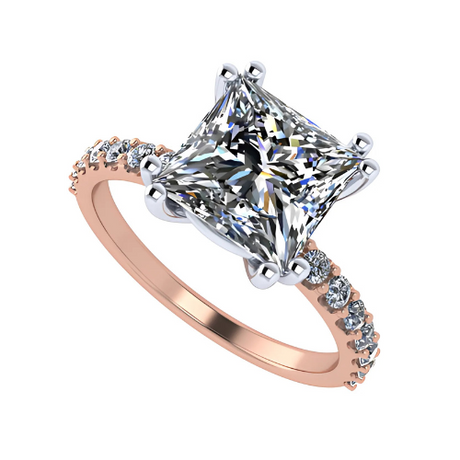 NANA Jewels 1.5-3CT Platinum Plated Sterling Silver Rings CZ Cubic Zirconia Princess Cut Engagement Rings | 10K 14K Solid Gold
