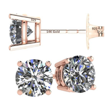 14K Solid Gold Post & Silver Simulated Diamond Stud Earrings-cubic zirconia earrings studs .30ct to 8.00ct