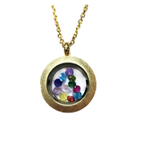 Rose gold plated mother's locket with a birthstone.